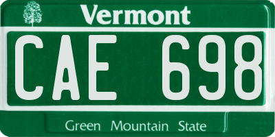 VT license plate CAE698
