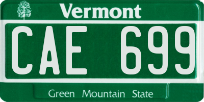 VT license plate CAE699