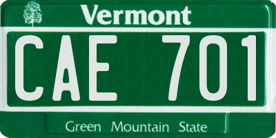 VT license plate CAE701