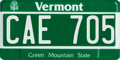 VT license plate CAE705