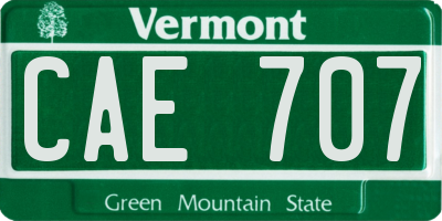 VT license plate CAE707