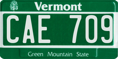 VT license plate CAE709