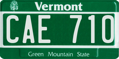VT license plate CAE710
