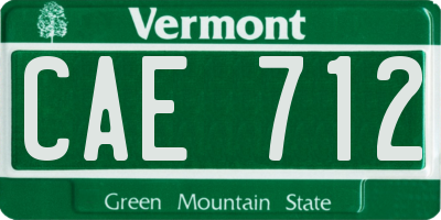 VT license plate CAE712