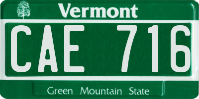 VT license plate CAE716
