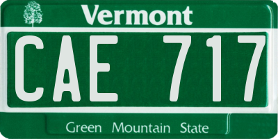 VT license plate CAE717