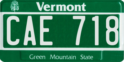 VT license plate CAE718