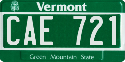 VT license plate CAE721