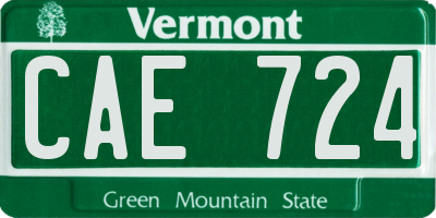 VT license plate CAE724