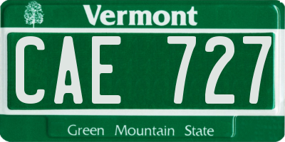 VT license plate CAE727
