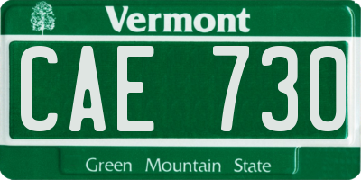 VT license plate CAE730