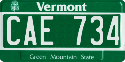 VT license plate CAE734