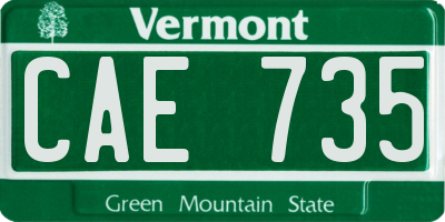 VT license plate CAE735
