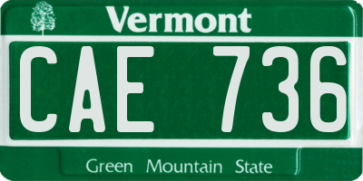 VT license plate CAE736