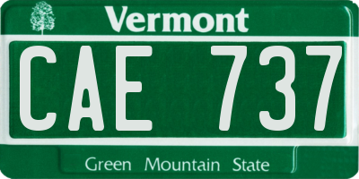 VT license plate CAE737