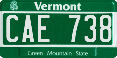 VT license plate CAE738