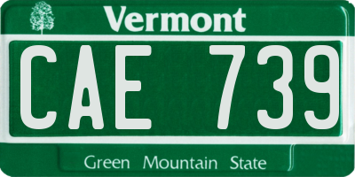 VT license plate CAE739