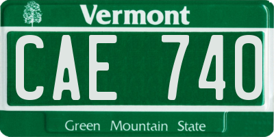 VT license plate CAE740