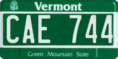 VT license plate CAE744