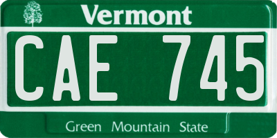 VT license plate CAE745