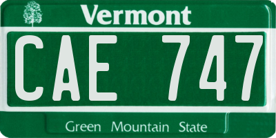VT license plate CAE747