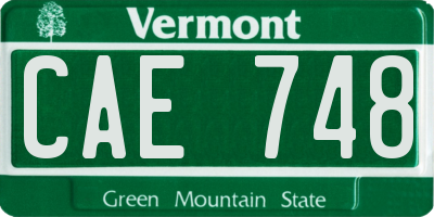 VT license plate CAE748