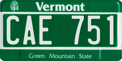 VT license plate CAE751
