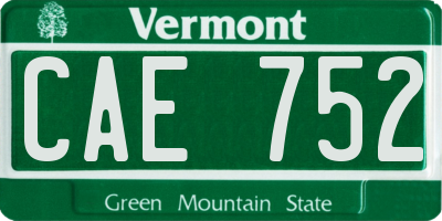 VT license plate CAE752