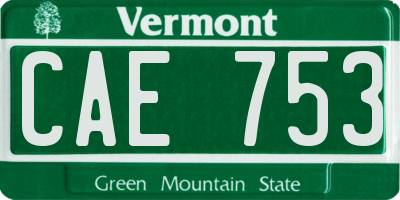 VT license plate CAE753
