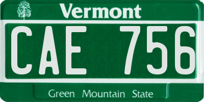 VT license plate CAE756