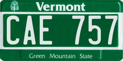 VT license plate CAE757