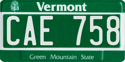 VT license plate CAE758