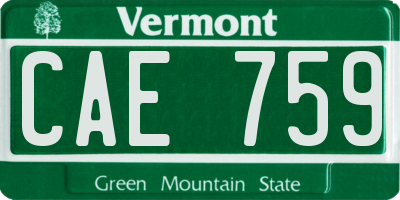 VT license plate CAE759