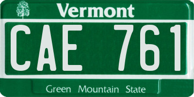 VT license plate CAE761