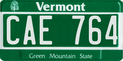 VT license plate CAE764