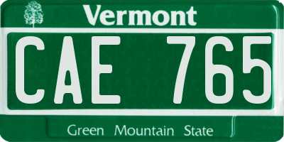 VT license plate CAE765