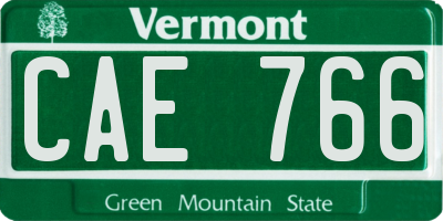 VT license plate CAE766