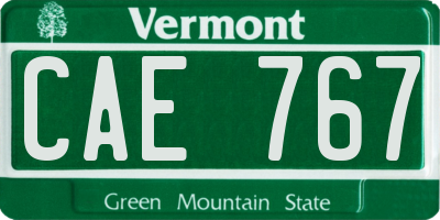 VT license plate CAE767