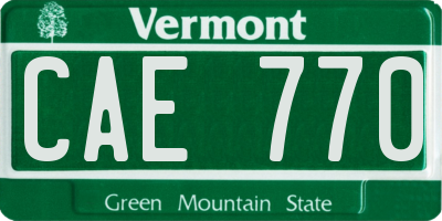 VT license plate CAE770