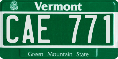 VT license plate CAE771