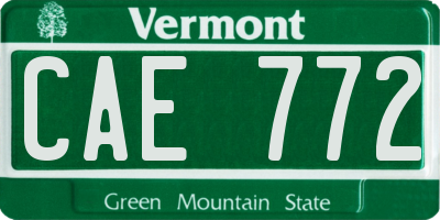 VT license plate CAE772