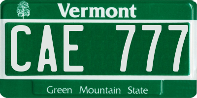 VT license plate CAE777