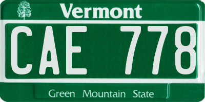 VT license plate CAE778