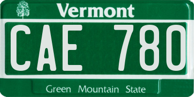 VT license plate CAE780