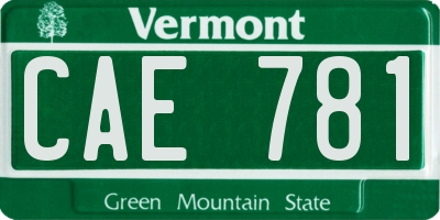 VT license plate CAE781