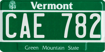 VT license plate CAE782