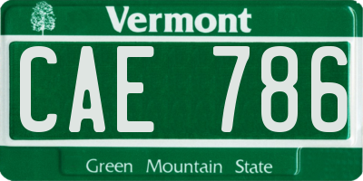 VT license plate CAE786