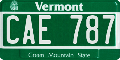 VT license plate CAE787