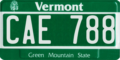 VT license plate CAE788
