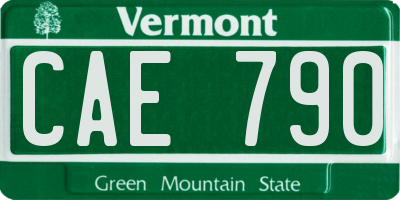 VT license plate CAE790